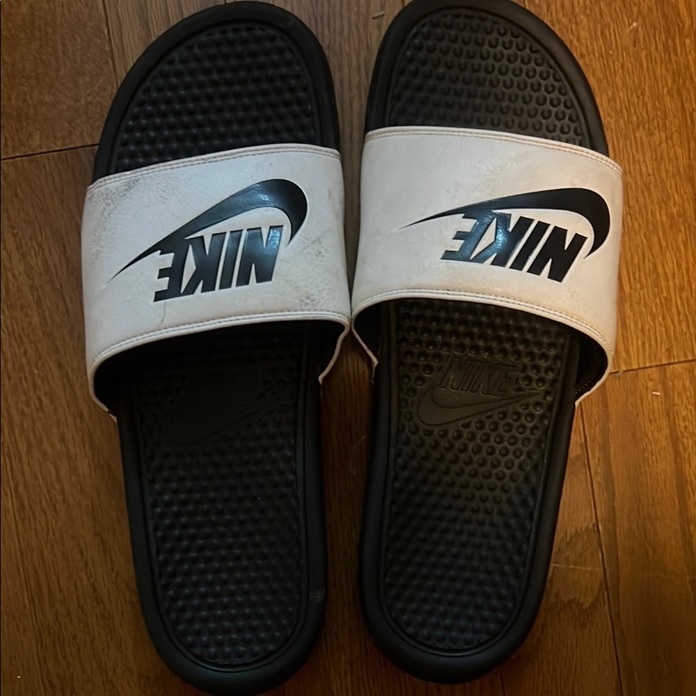 Nike Black and White Slide Sandals